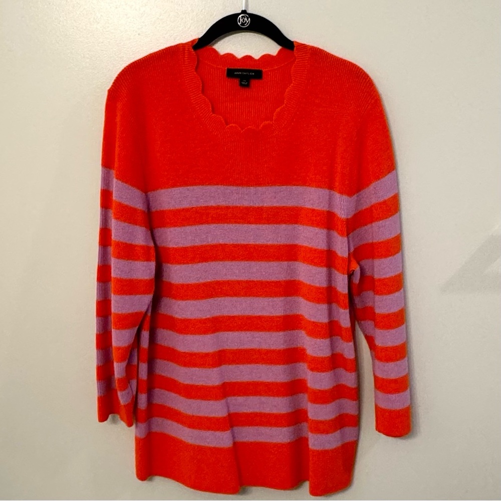 Ann Taylor | Striped Scalloped Sweater | Women’s Size XXL